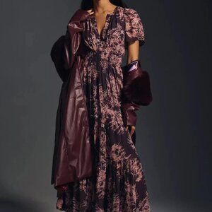 Anthropologie The Somerset Maxi Dress – Chiffon Edition – Crimson Purple – XXS